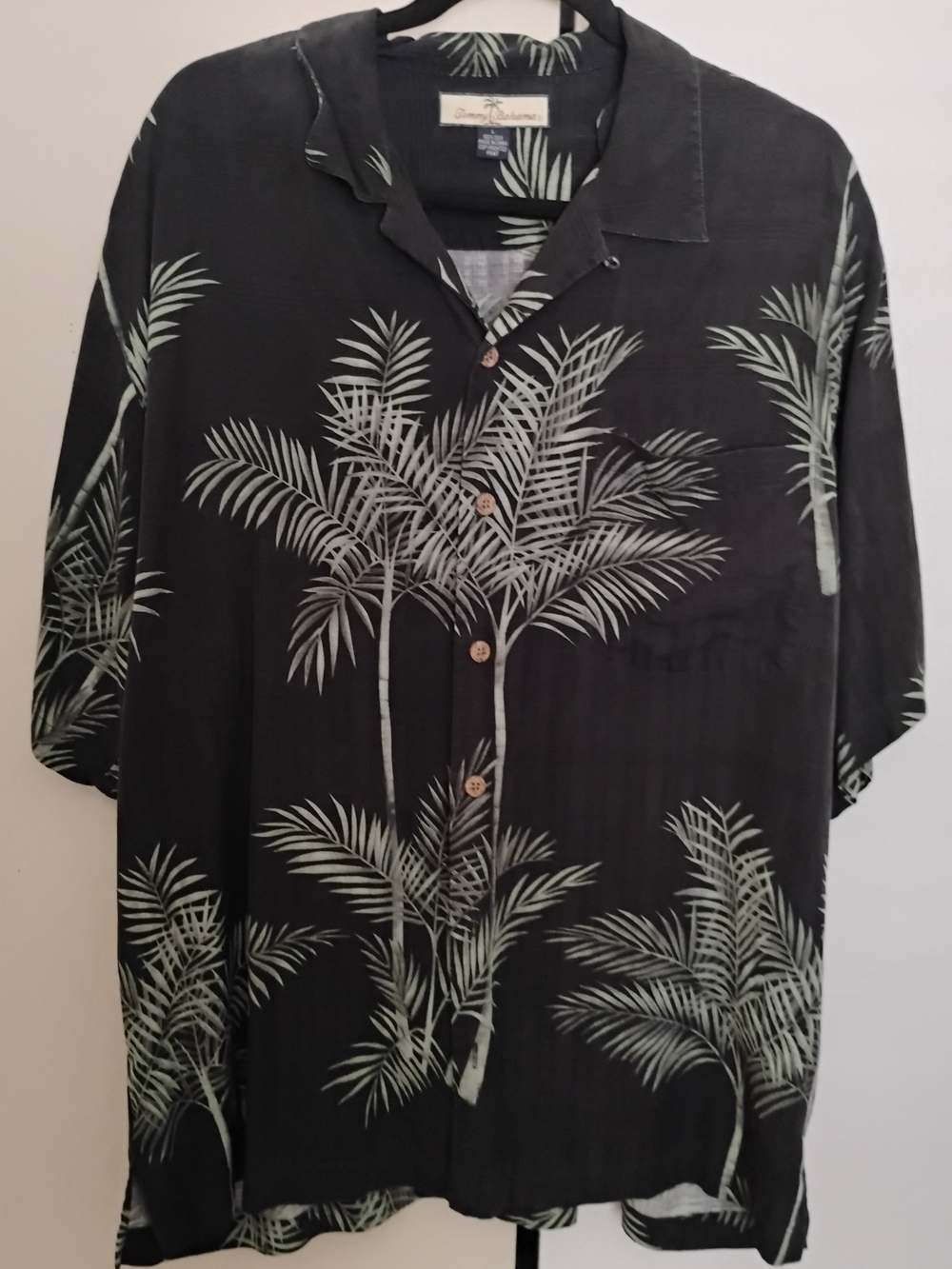 Tommy Bahama Black Palm-Print Short-Sleeve Shirt Jacket